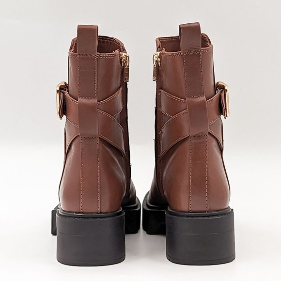 Coach Women Lacey Brown Leather Buckle Platform Office Dressy Boots size 7.5 - Picture 12 of 13